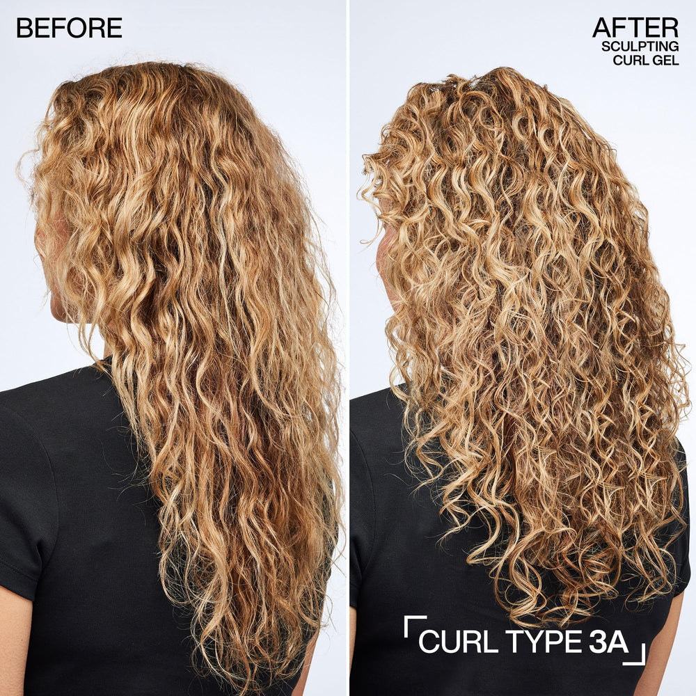Applying Redken gel to damp curls for defined, frizz-controlled styling