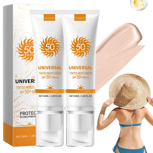 Rednow front packaging twin tubes showing travel-ready SPF50 protection