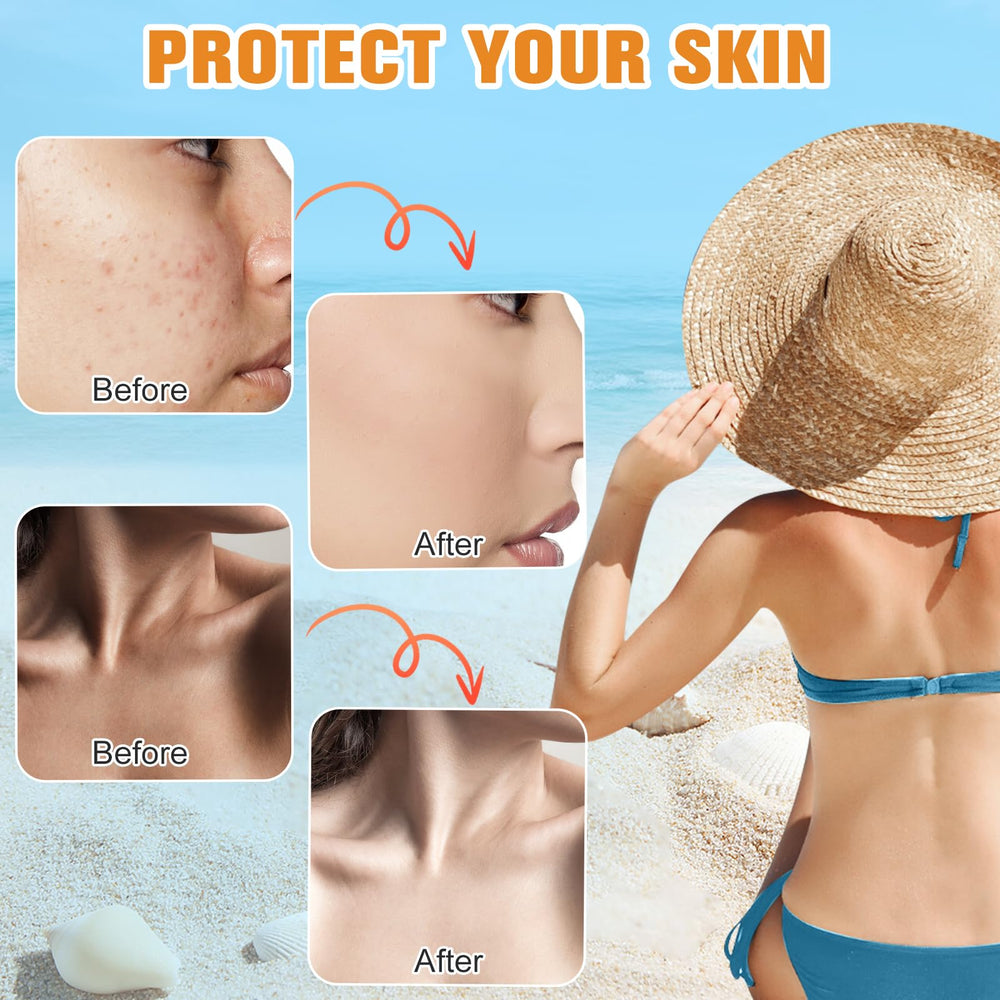 Rednow sunscreen applied on model face reducing redness and evening tone