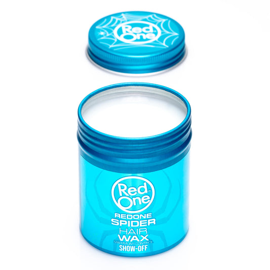 Open jar revealing spider-web fiber texture for flexible styling benefit