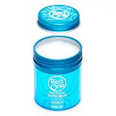 Open jar revealing spider-web fiber texture for flexible styling benefit