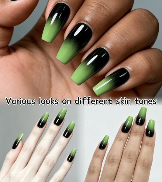 Redykat close-up of ombre gradient and shine highlighting gel-like finish
