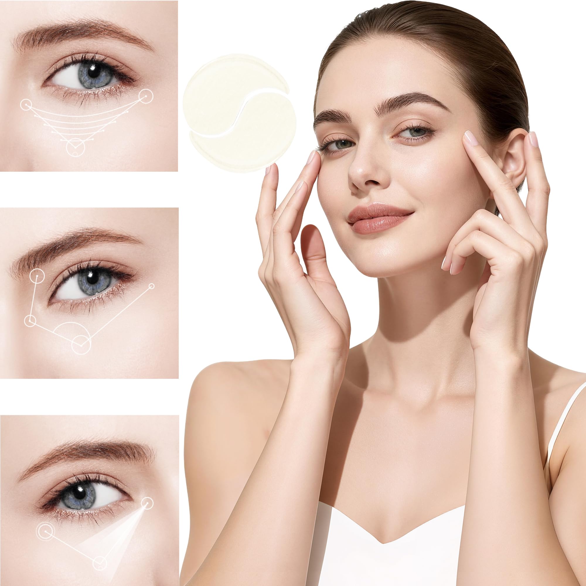 Reepic Cosmer patch applied under eye showing instant cooling and smoothing effect