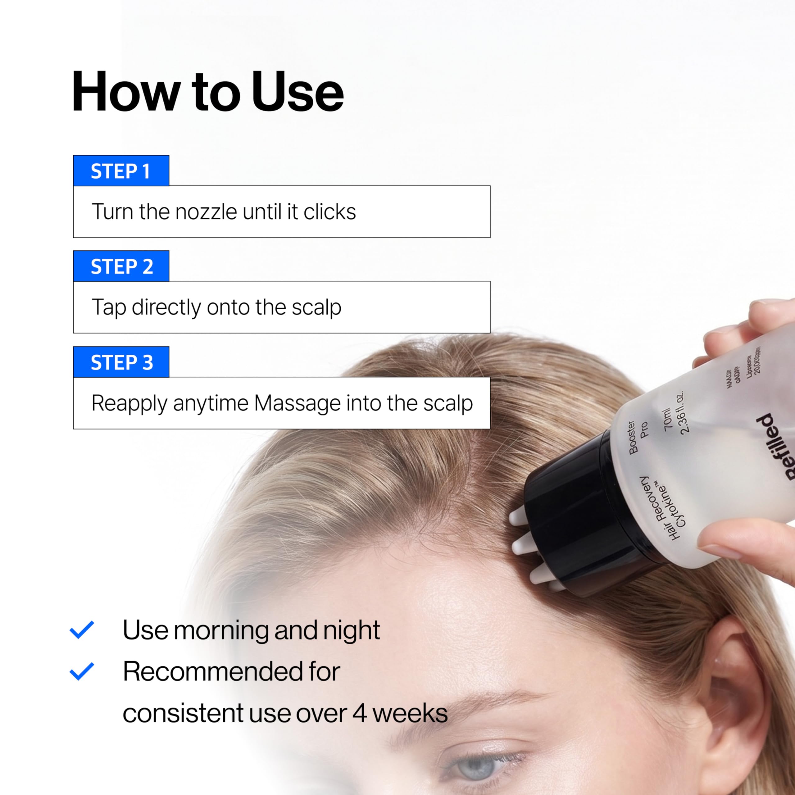 Refilled conceptual before and after for fuller-looking hair