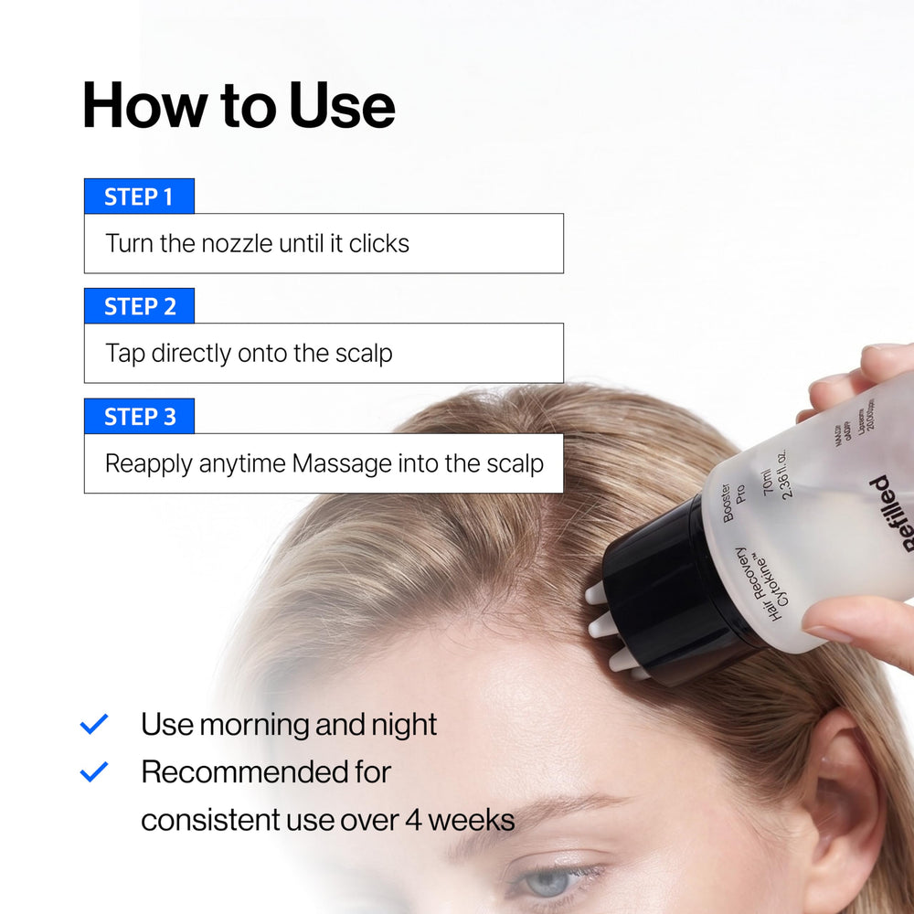 Refilled conceptual before and after for fuller-looking hair