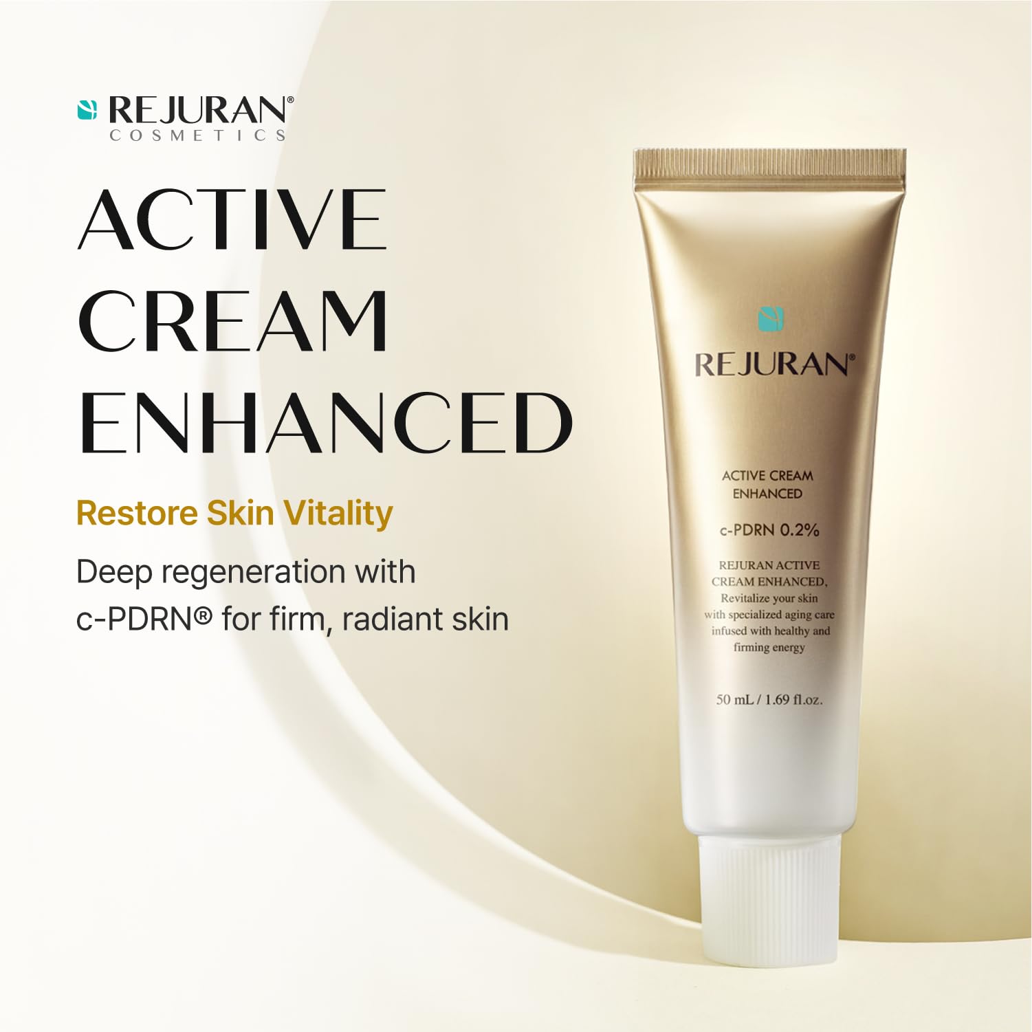 REJURAN close-up cream texture swipe showing rich hydration and smoothness