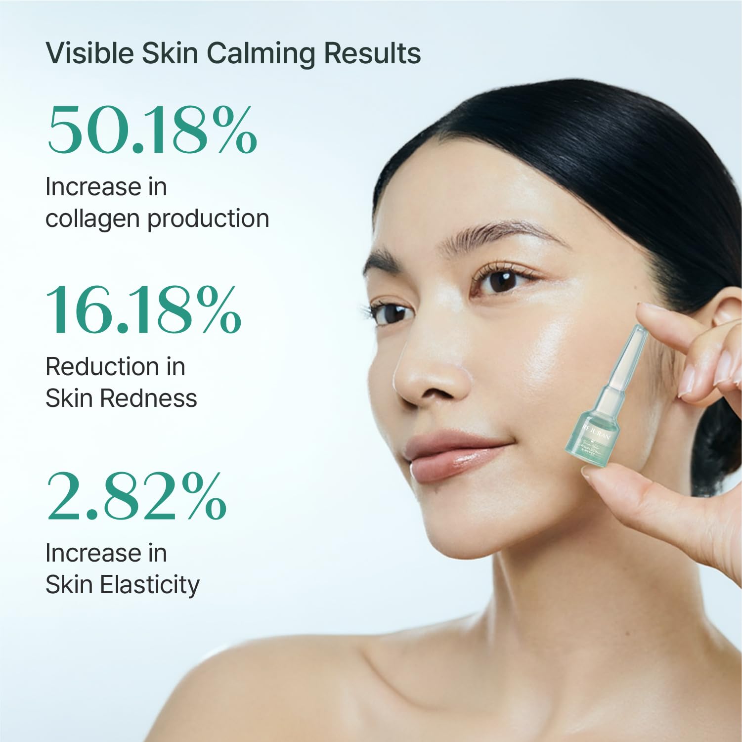 REJURAN ampoule opened dispensing serum for precise, hygienic single‑use benefit