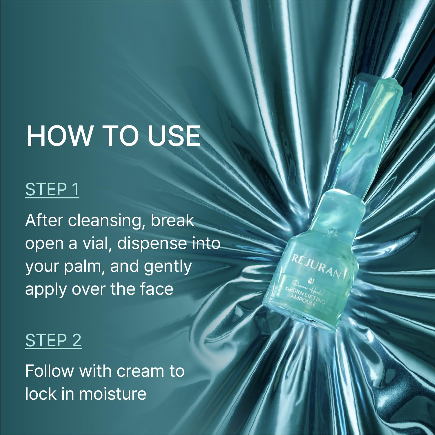 REJURAN application demonstration tapping serum into face for soothing results
