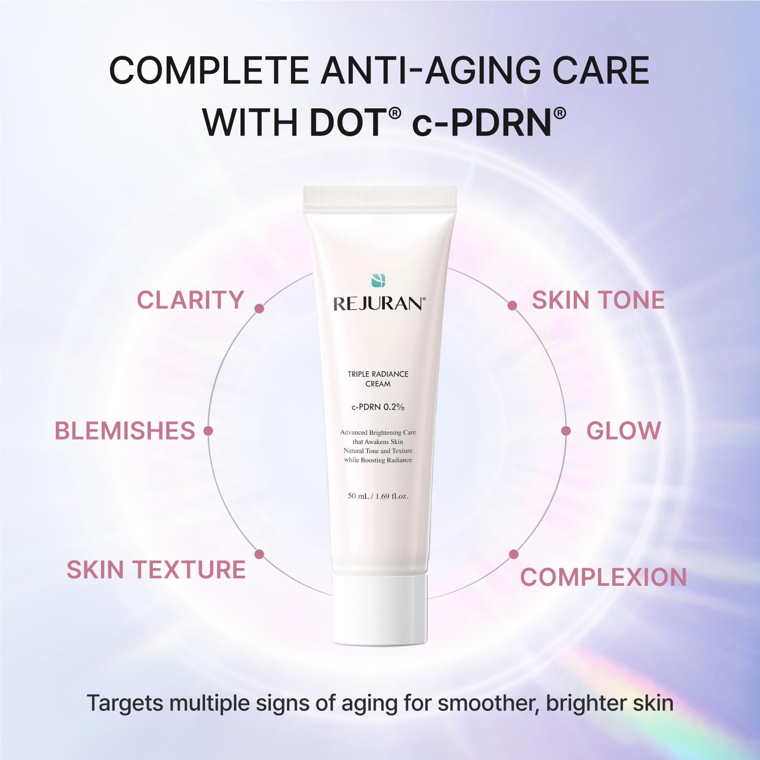 REJURAN applying cream on hand to show spreadability and immediate hydration benefit