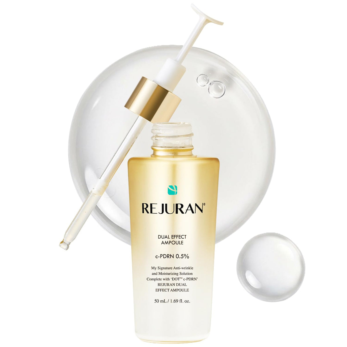 REJURAN bottle front view showing elegant label and product benefit