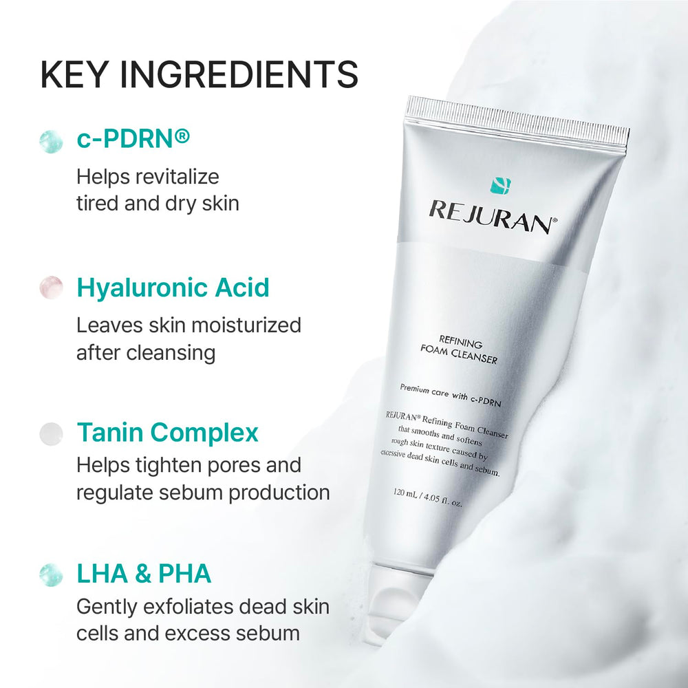REJURAN hand applying foam demonstrating soft cleansing and comfort