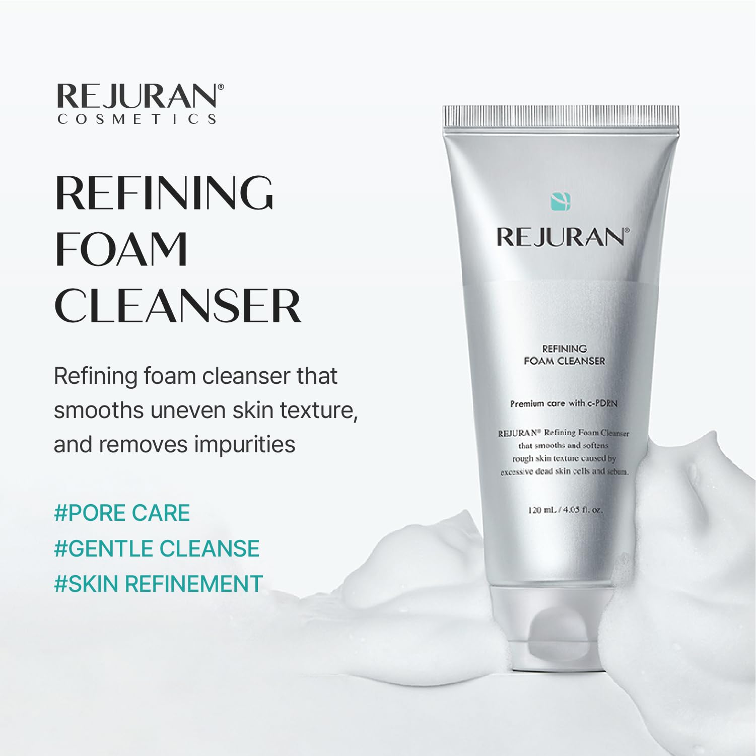REJURAN pump close-up highlighting easy dispensing and hygienic use
