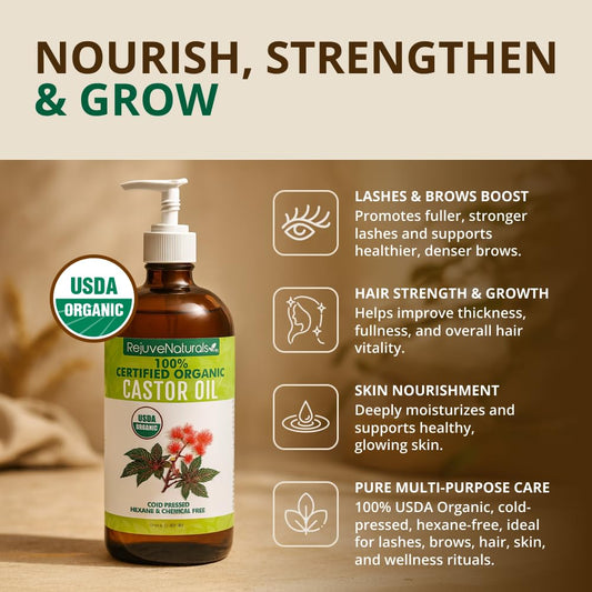 RejuveNaturals glass bottle close-up showing pure cold-pressed quality