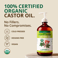 RejuveNaturals castor oil texture on palm for deep hydration benefit