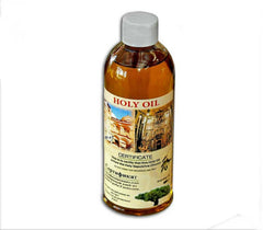 Religious Items Jerusalem bottle front view shows certificate and devotional authenticity