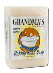 Remwood baking soda soap front view showing compact 4 oz bar and neat packaging for easy storage