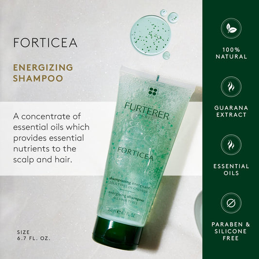 René Furterer label close-up highlighting rosemary, guarana and niacinamide benefits