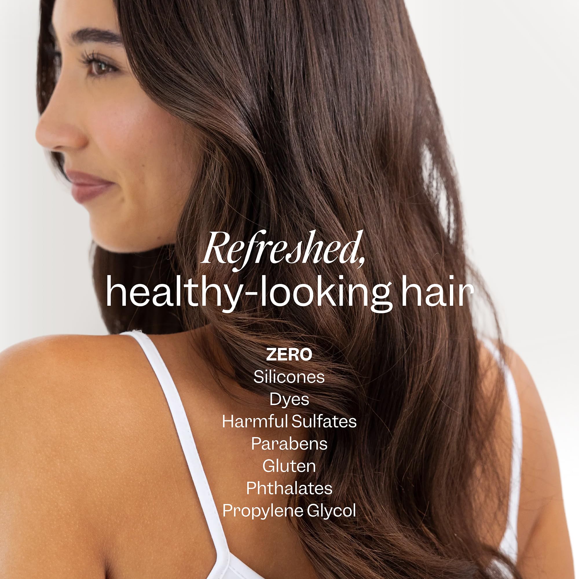 Renpure applied to mid-lengths illustrating smoother strands and reduced frizz