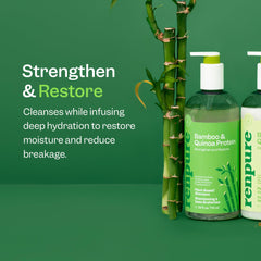 RENPURE pump and label close-up highlighting ingredients and use