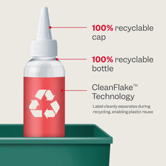 Renpure recyclable bottle label highlighting sustainability