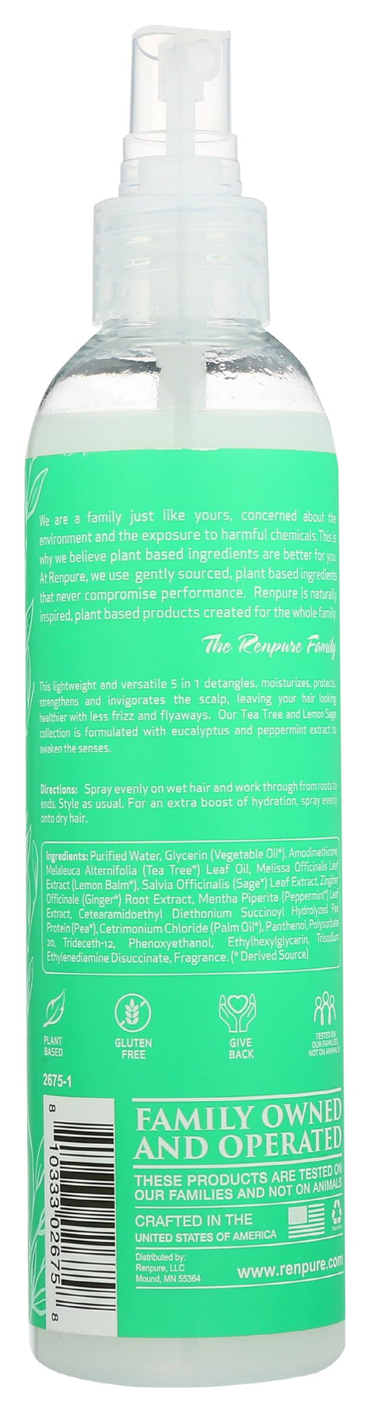 RENPURE close-up of spray nozzle demonstrating fine mist application for even product distribution