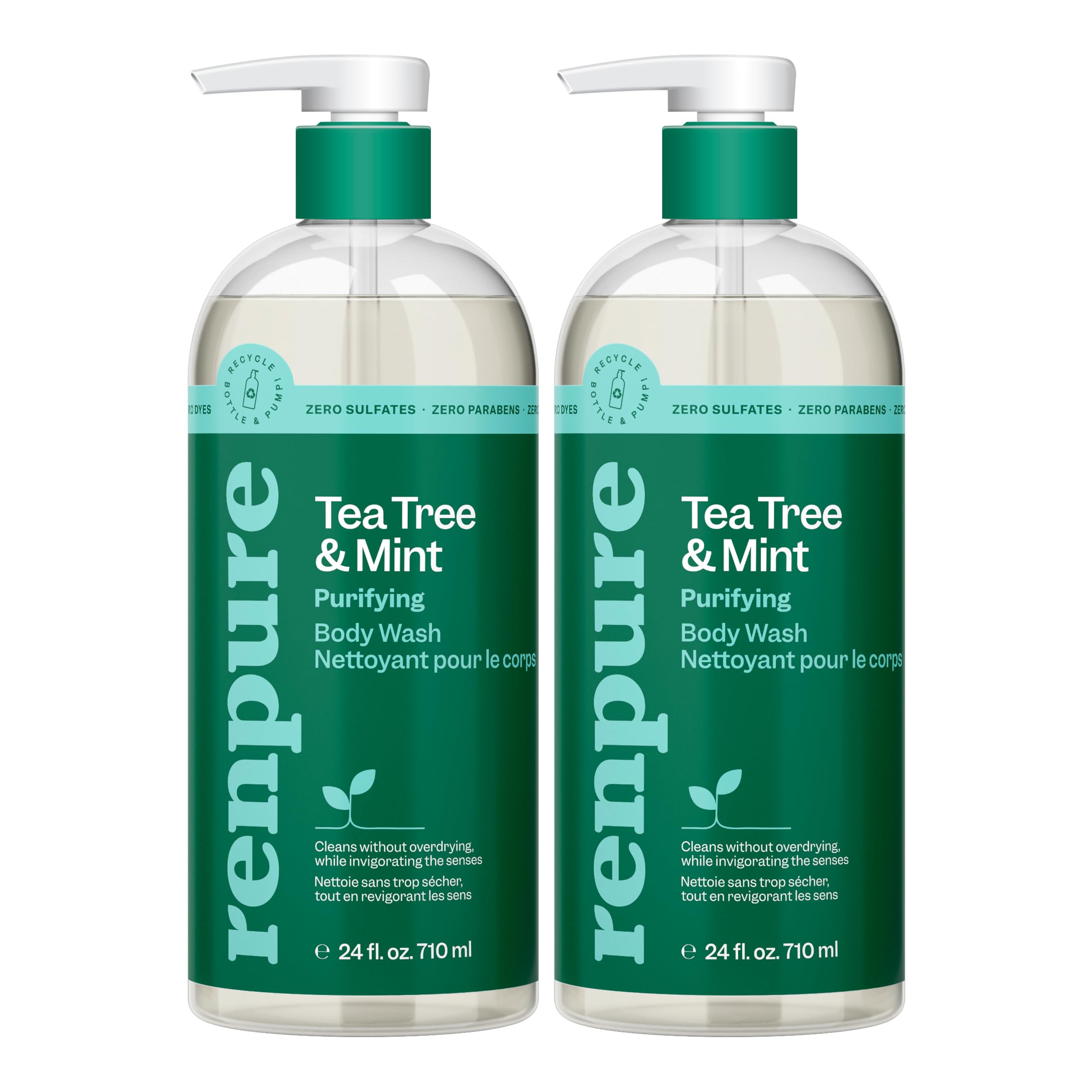 RENPURE front packaging showing two 24 fl oz bottles and refreshing mint scent benefit
