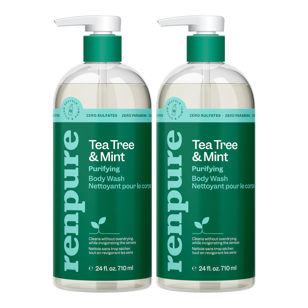 RENPURE front packaging showing two 24 fl oz bottles and refreshing mint scent benefit