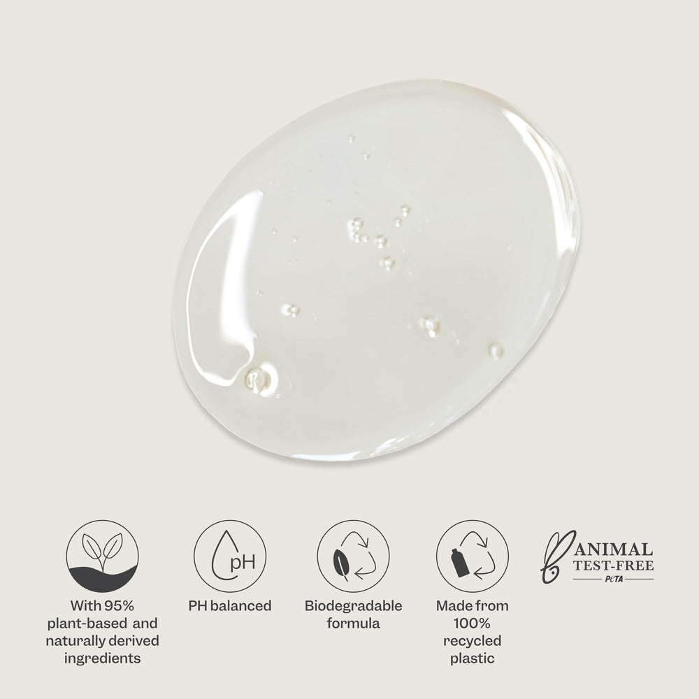 RENPURE label close-up showing ingredient highlights and recyclable packaging benefit