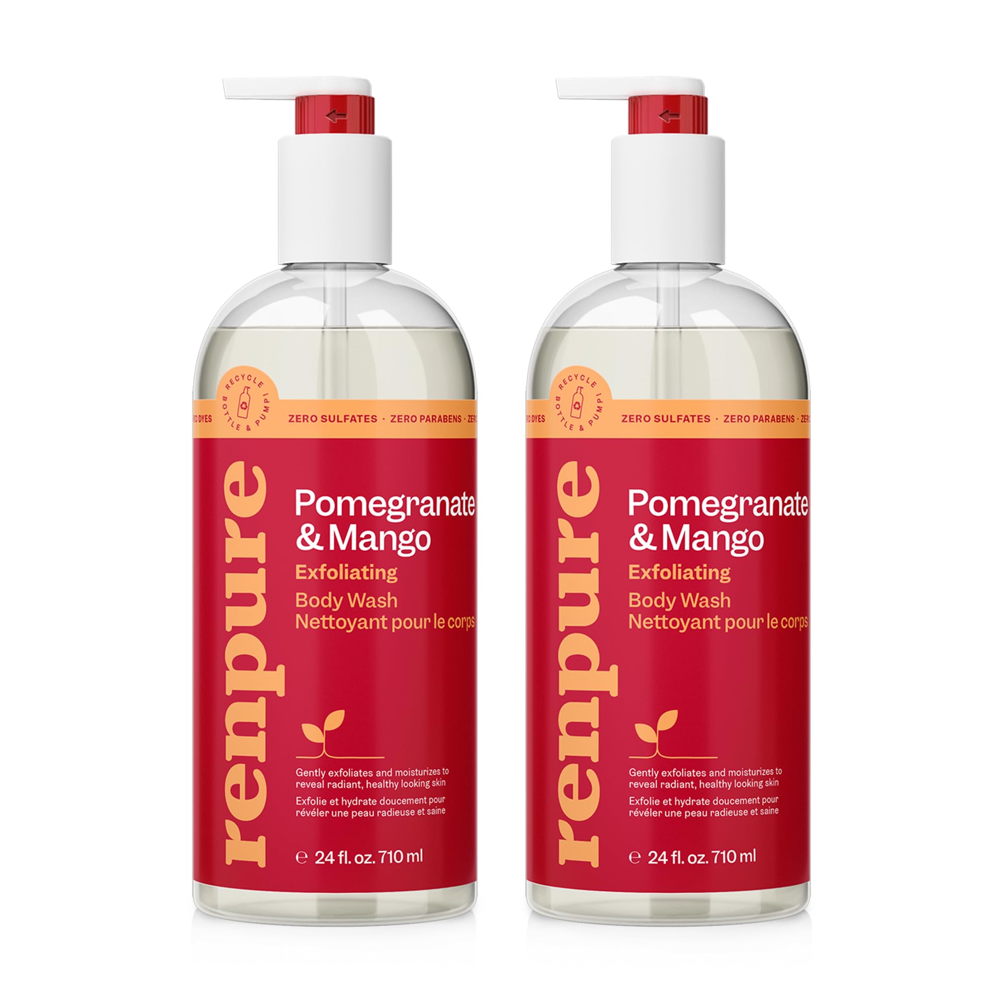 RENPURE front view of two 24 fl oz bottles showing product and scent benefits