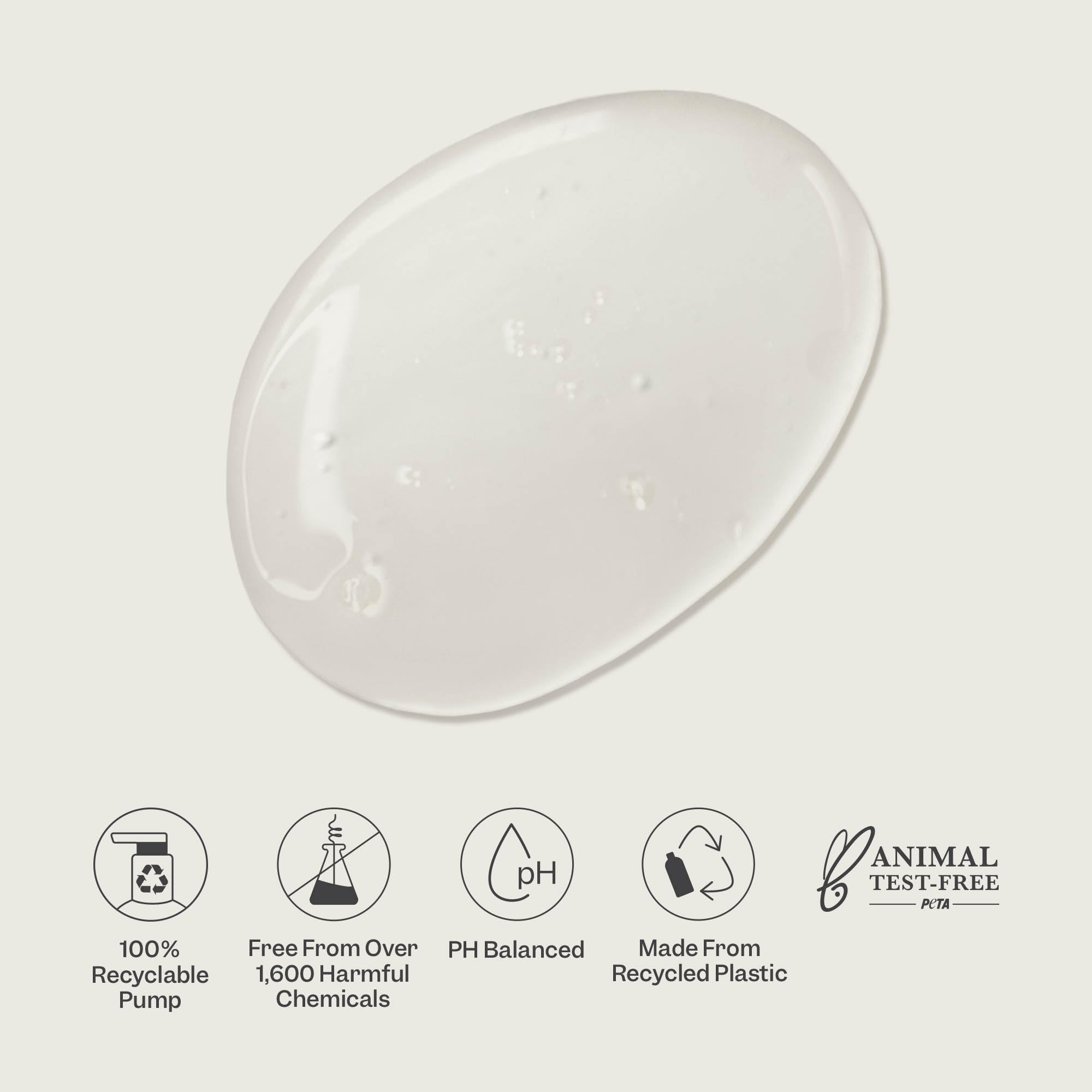 RENPURE bottle held in shower showing refreshing in-shower exfoliation