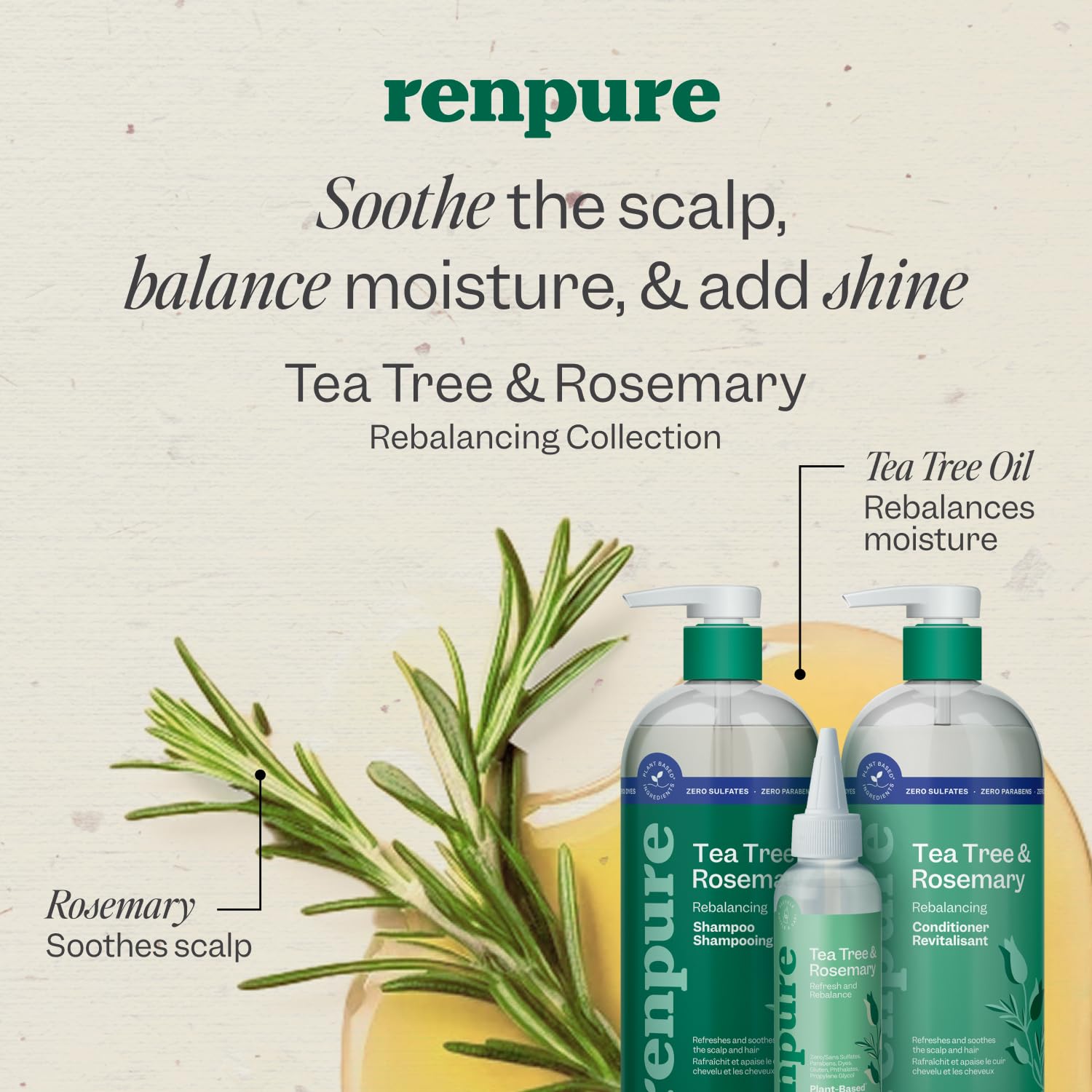 RENPURE in-hand application demonstrating targeted scalp placement benefit