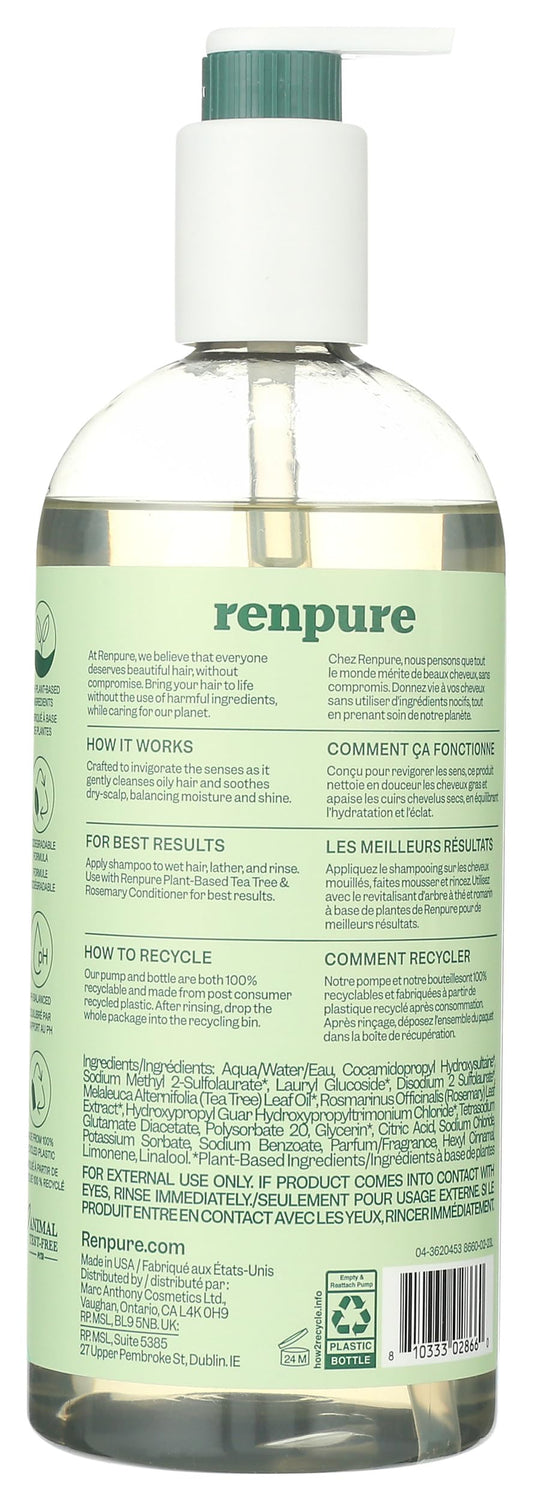 RENPURE shampoo lather texture close-up showing foamy cleanse and gentle sudsing benefit