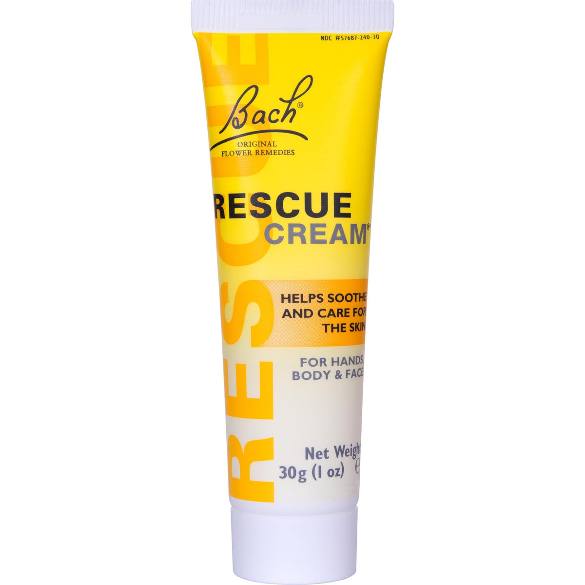 RESCUE cream front tube showing label and travel-size convenience