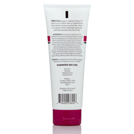 Reshape+ cream texture close-up displaying smooth consistency and moisturizing benefit