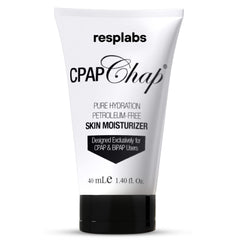 RespLabs cpapchap front tube showing branding and size, highlights travel-ready convenience