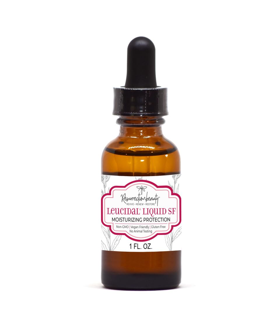 RESURRECTIONbeauty Leucidal Liquid SF bottle front shows natural moisturizing ingredient