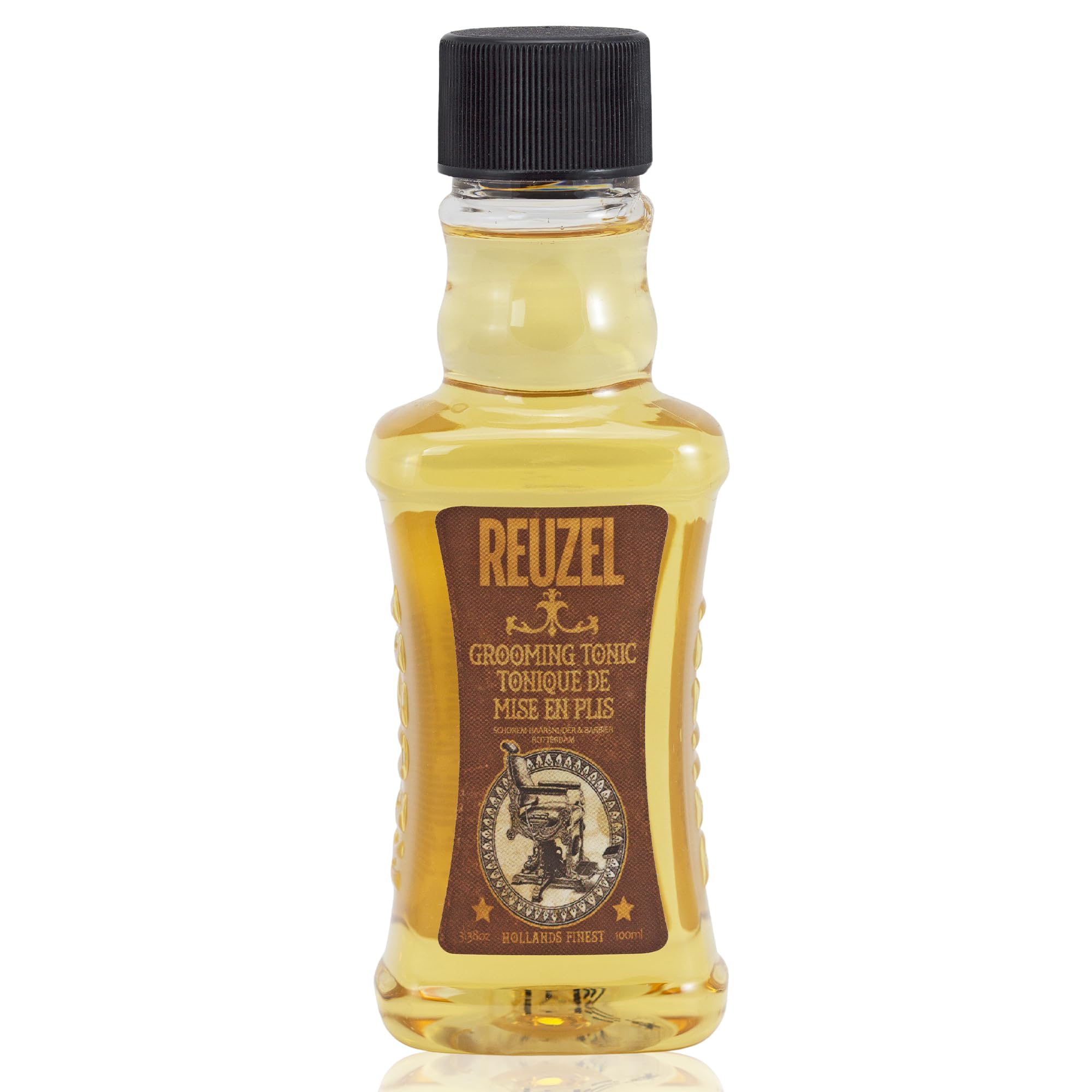 REUZEL grooming tonic front bottle showing label and travel-ready size benefit