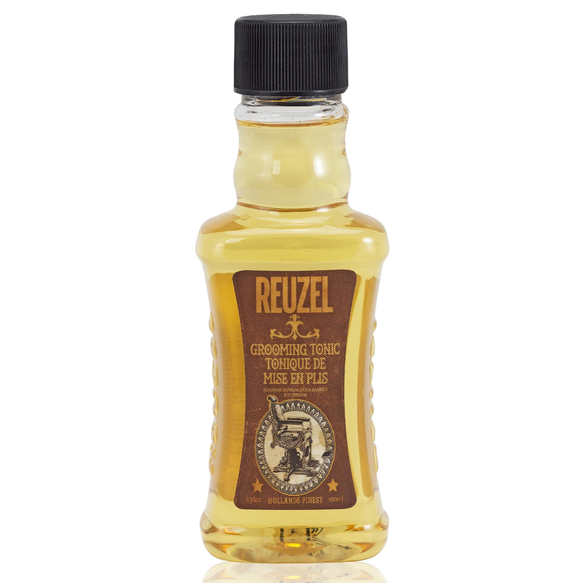 REUZEL grooming tonic front bottle showing label and travel-ready size benefit