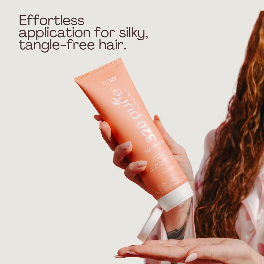 Rev320 results on smooth shiny hair showing restored manageability and gloss