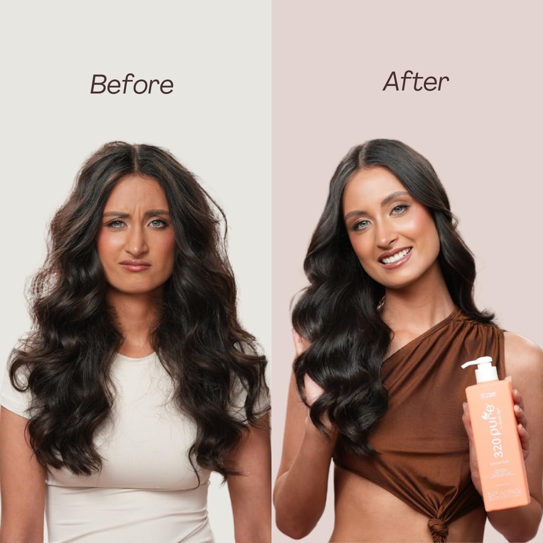 Rev320 being applied to damp hair demonstrating detangling and frizz control
