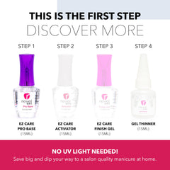 Revel Nail base coat being applied to nail to improve powder bond and longevity