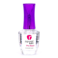 Revel Nail base coat front bottle showing label and compact size for easy storage