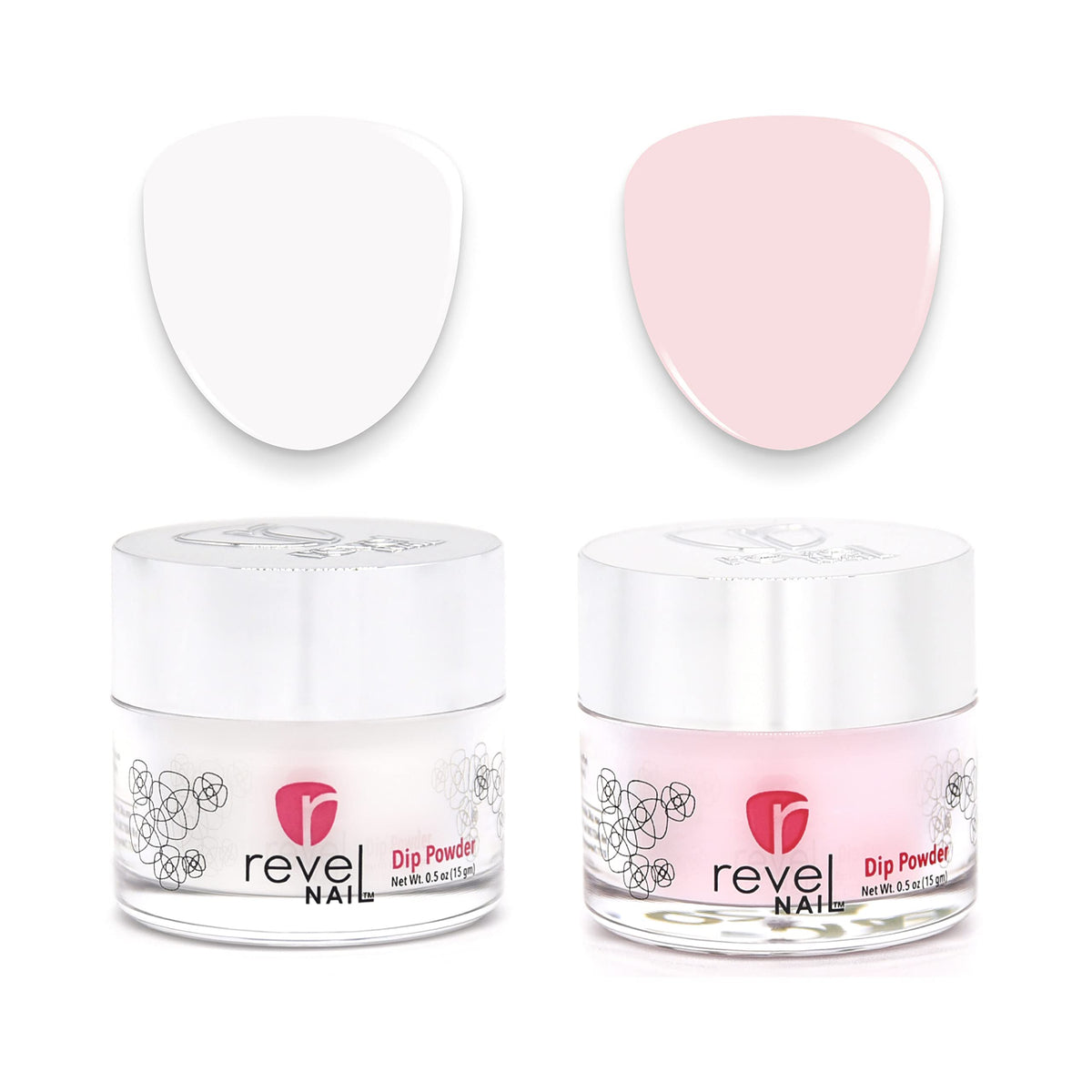 Revel Nail front packaging showing both sheer pink and french powders for easy selection