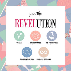 Revel Nail ingredients label highlighting Vitamin E and Calcium benefits for nails