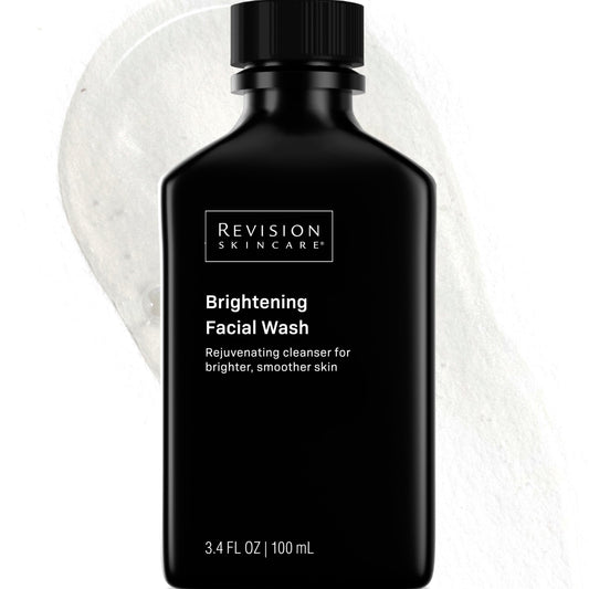 Revision Skincare front view of brightening facial wash showing clean packaging and benefit
