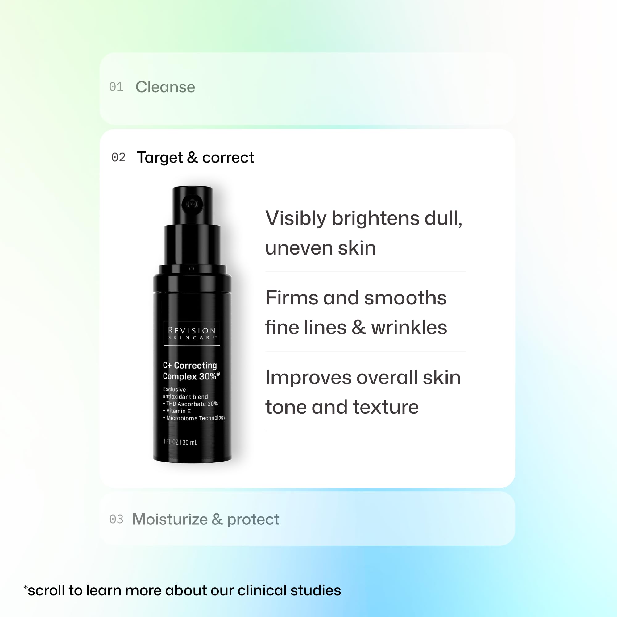 Revision Skincare before and after comparison demonstrating improved tone and luminosity