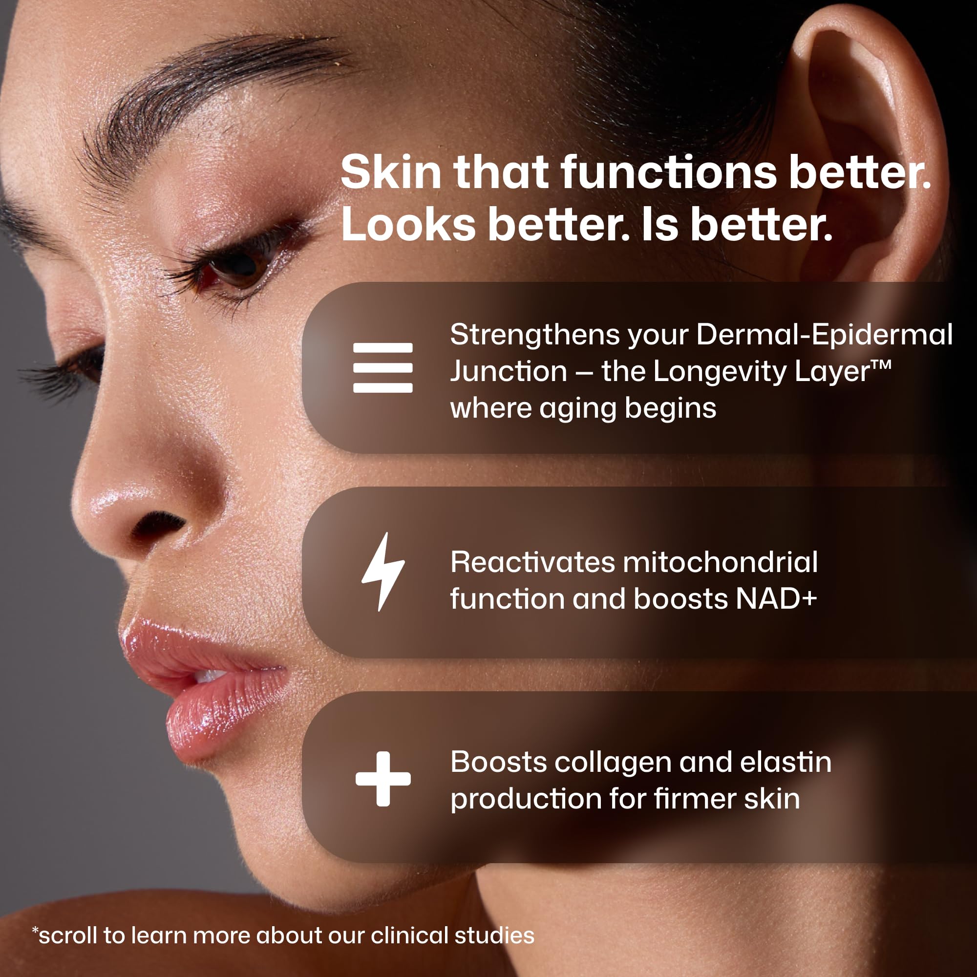 Revision Skincare serum on hand demonstrating application and quick sinking benefit