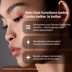 Revision Skincare serum on hand demonstrating application and quick sinking benefit