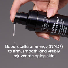 Revision Skincare pipette dispensing serum illustrating precise, waste‑free application benefit