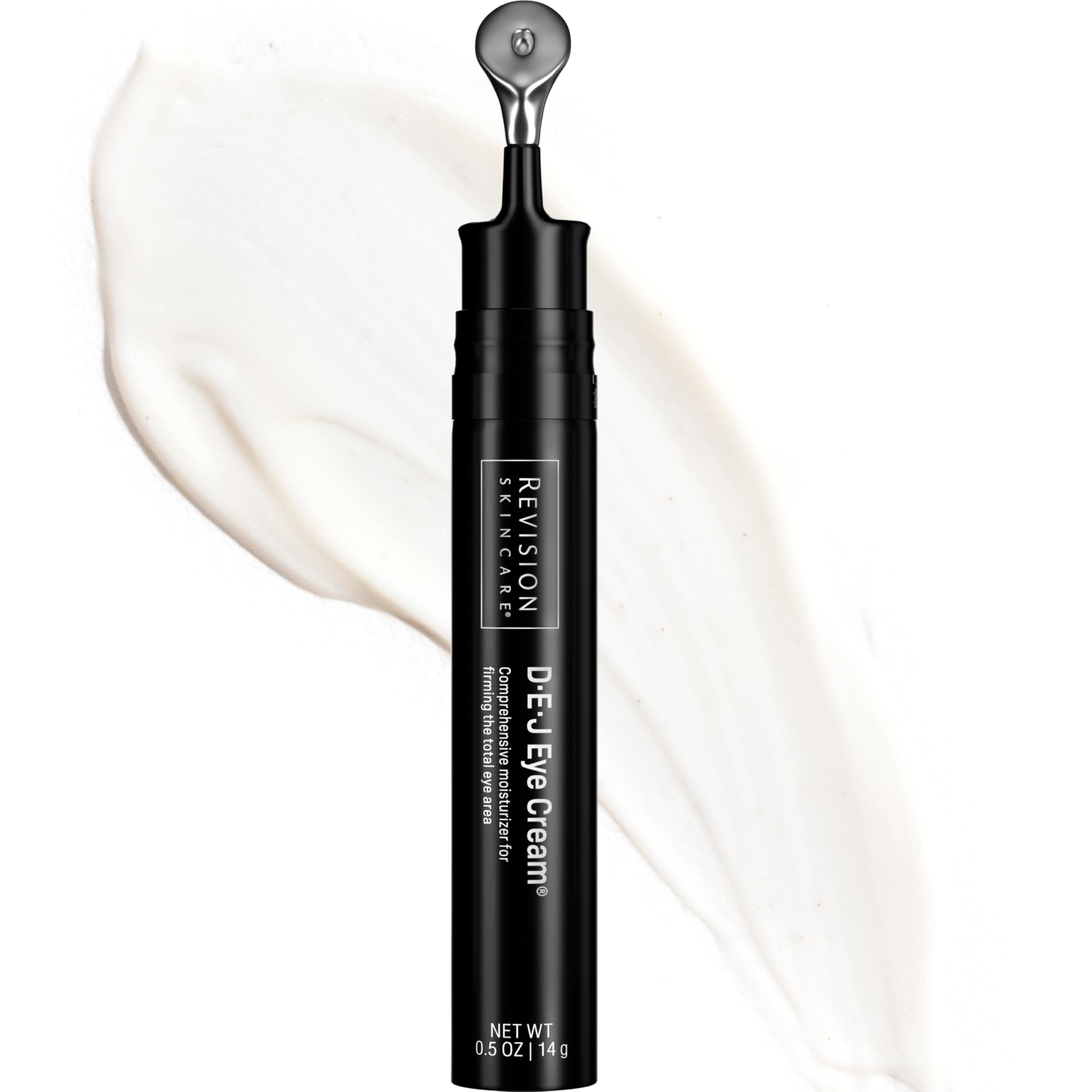 Revision Skincare D·E·J Eye Cream front packaging showing product and claim for youthful eyes